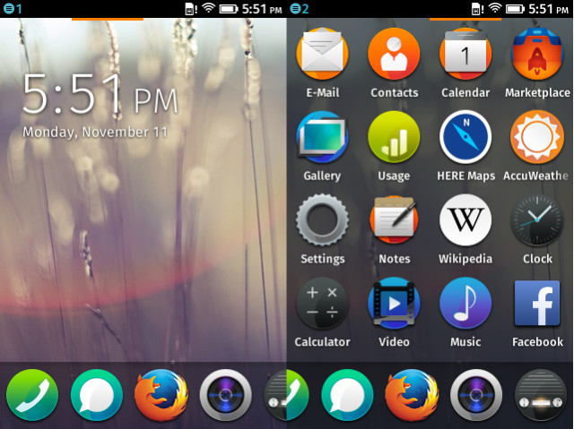 Домашний экран Firefox OS
